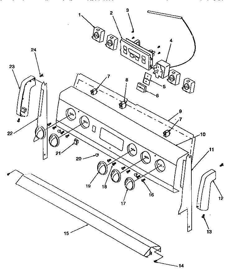Backguard Diagram and Parts List for ART6110LL P1143453LL Amana Range