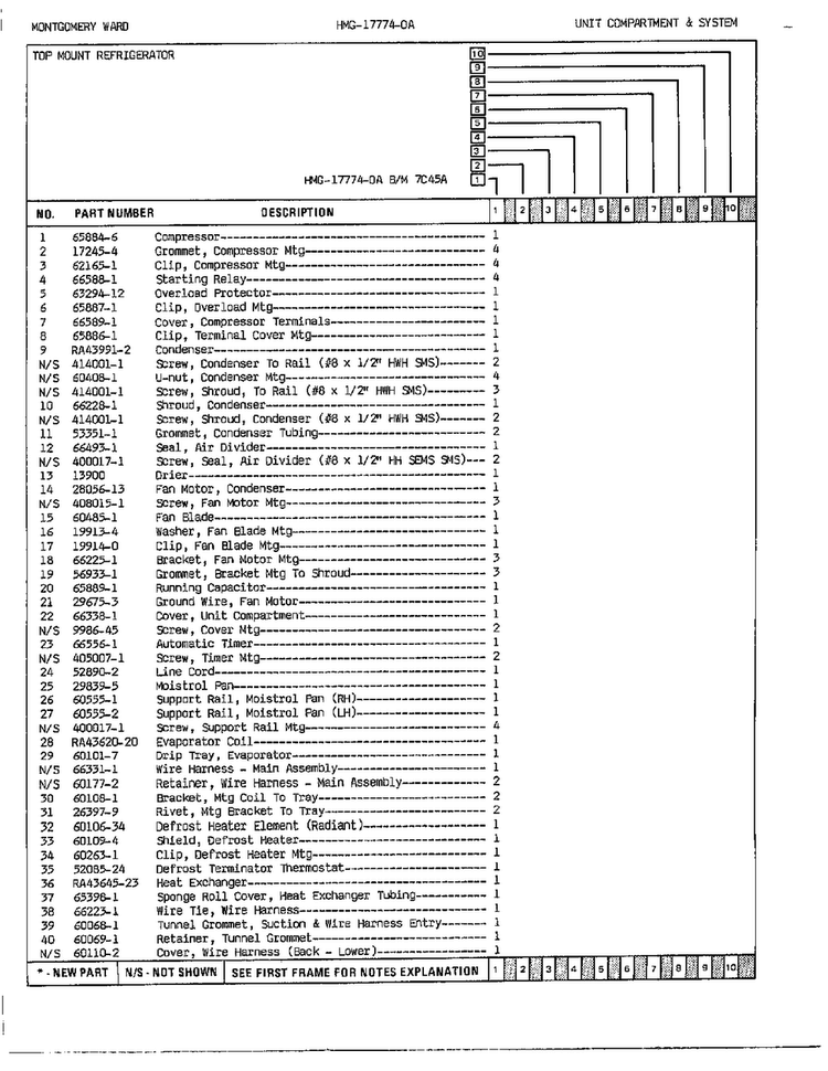 Unit Compartment And System Page 2 Diagram and Parts List for 17774A  Admiral Refrigerator