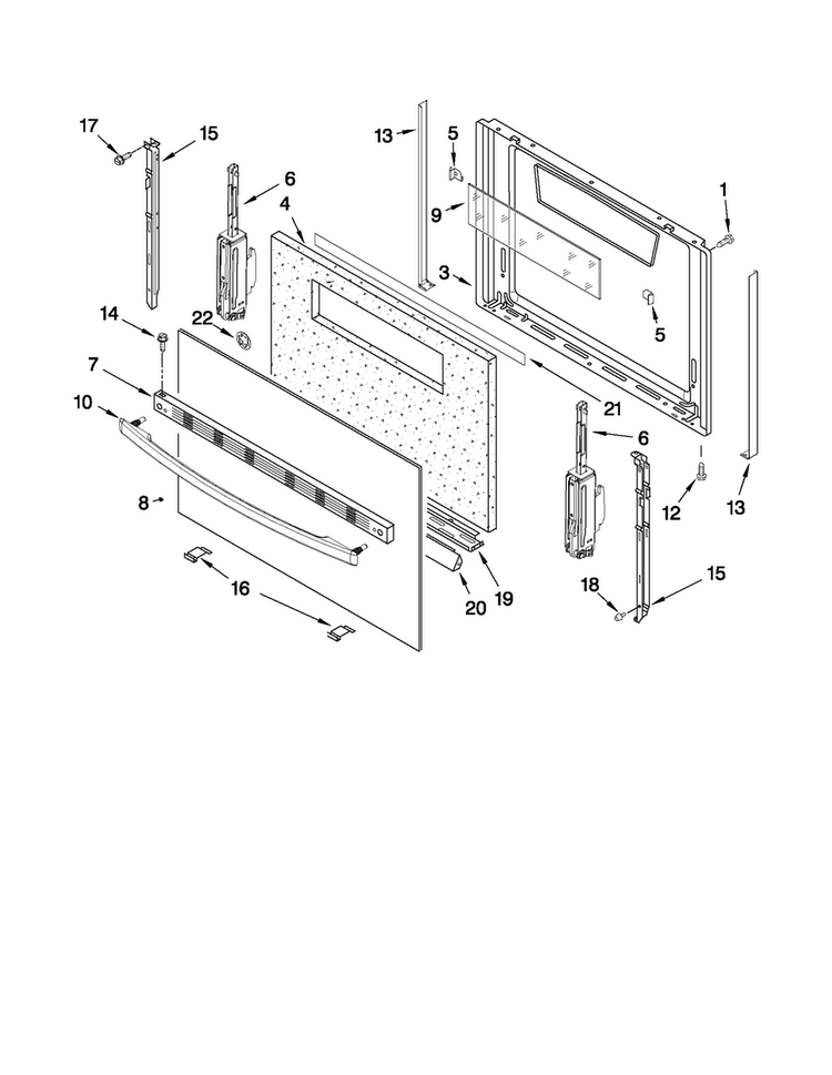 Door Parts Diagram and Parts List for AGR4422VDD0  Amana Range