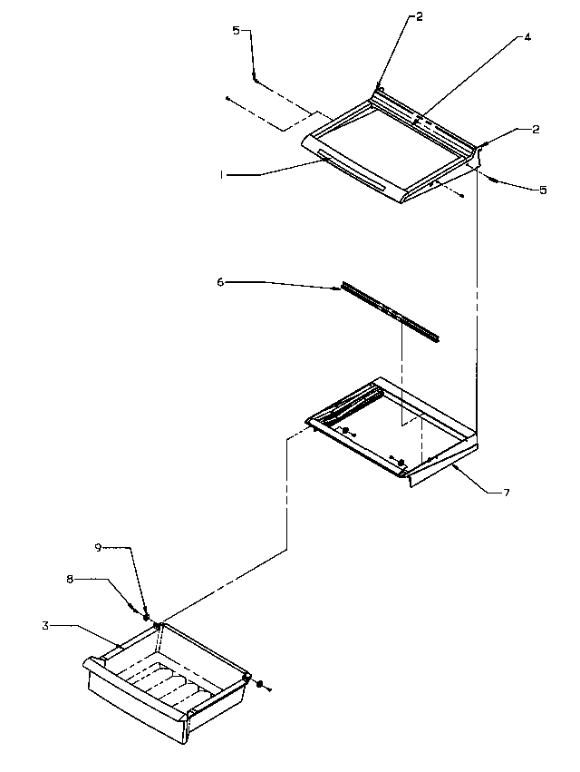 Shelving & Drawers Diagram and Parts List for SZD25S5W-P1190415WW  Amana Refrigerator