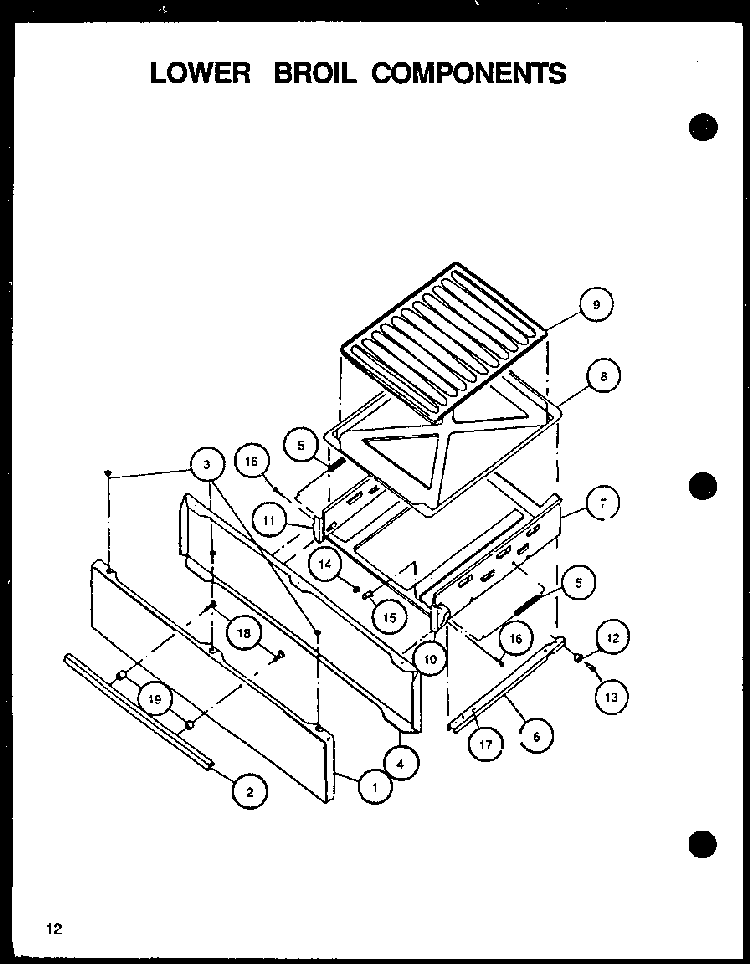 Lower Broil Components Diagram and Parts List for RLS359UOFC-P1141107NW  Caloric Range