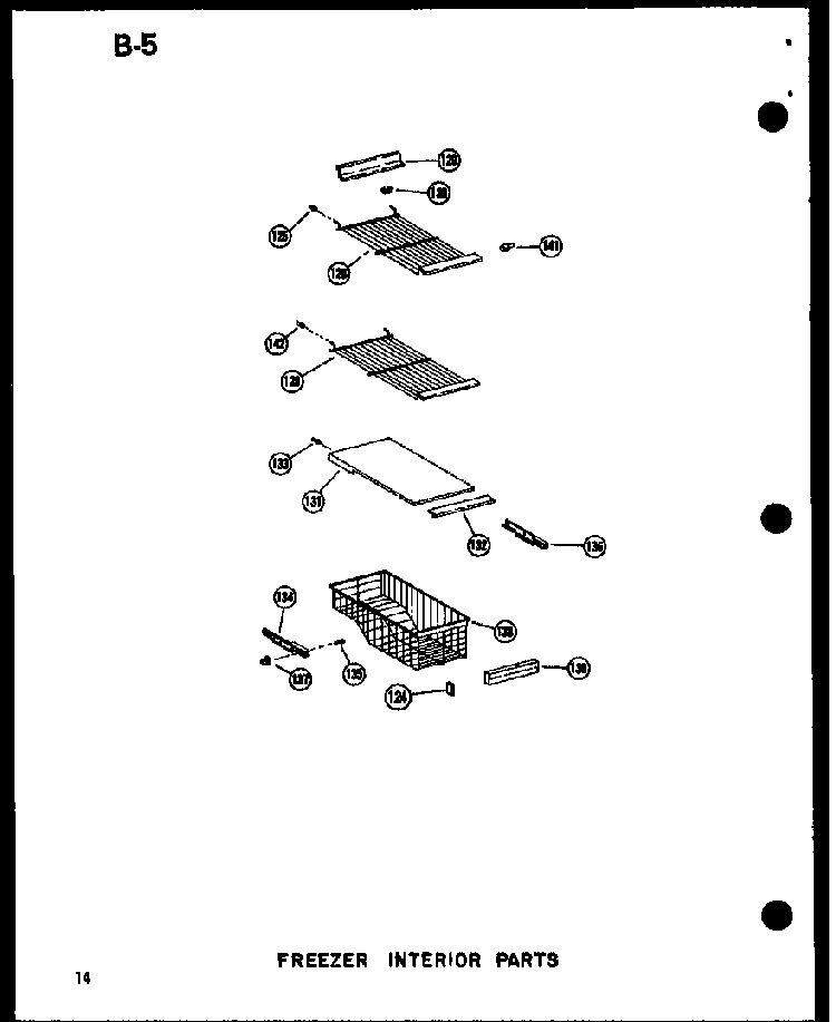 Freezer Interior Parts Diagram and Parts List for SRI19W-P60350-36W  Amana Refrigerator