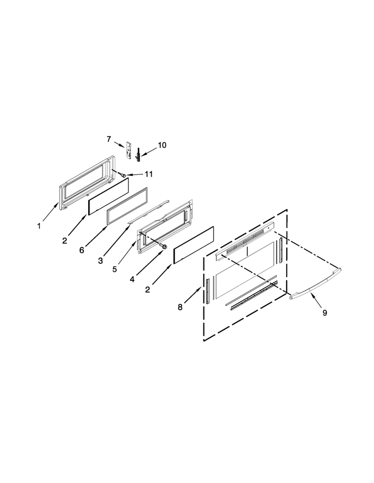 Upper Door Parts Diagram and Parts List for MGT8885XS04  Maytag Range