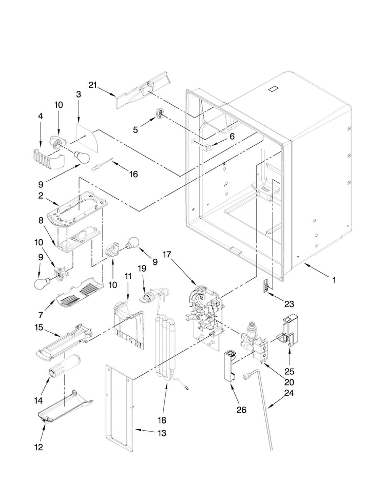 Refrigerator Liner Parts Diagram and Parts List for MFI2269VEM3  Maytag Refrigerator