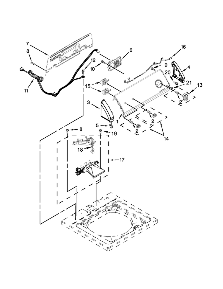 Controls And Water Inlet Parts Diagram and Parts List for CAW9244DW0  Crosley Washer