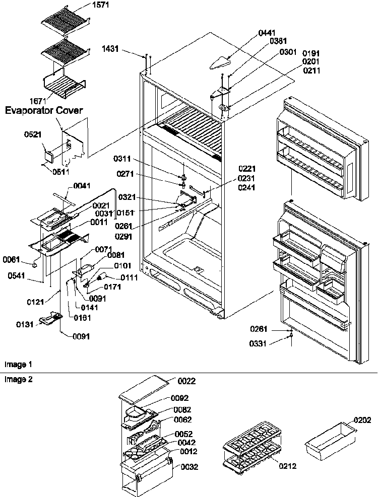 Door Hinges, Freezer Shelf And Accessories Diagram and Parts List for TR525VW-P1322701WW  Amana Refrigerator