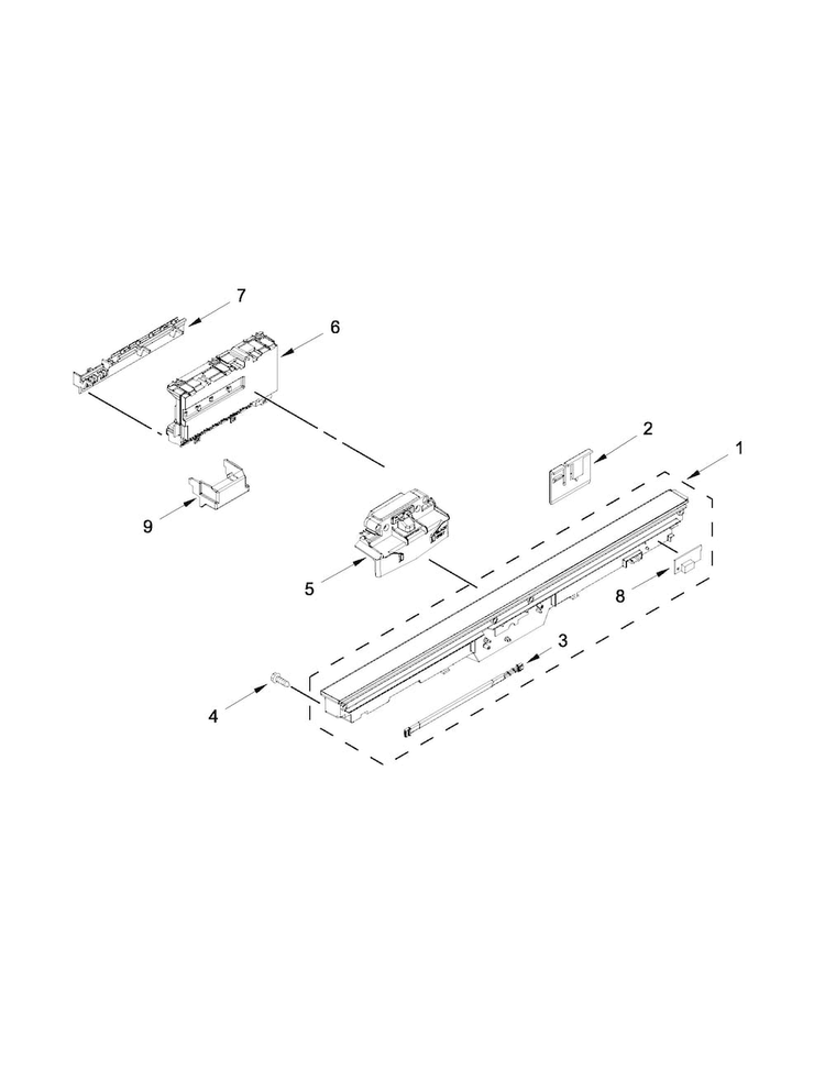 Control Panel And Latch Parts Diagram and Parts List for JDB8700AWS1  Jenn-Air Dishwasher