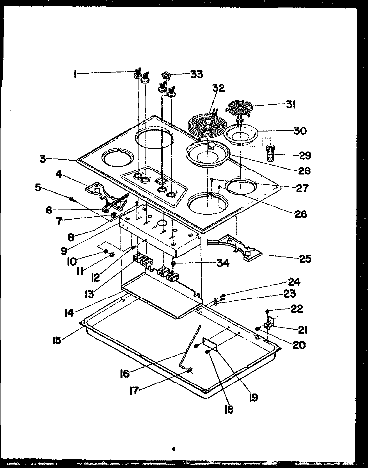 Page 2 Diagram and Parts List for ETD643  Caloric Cooktop