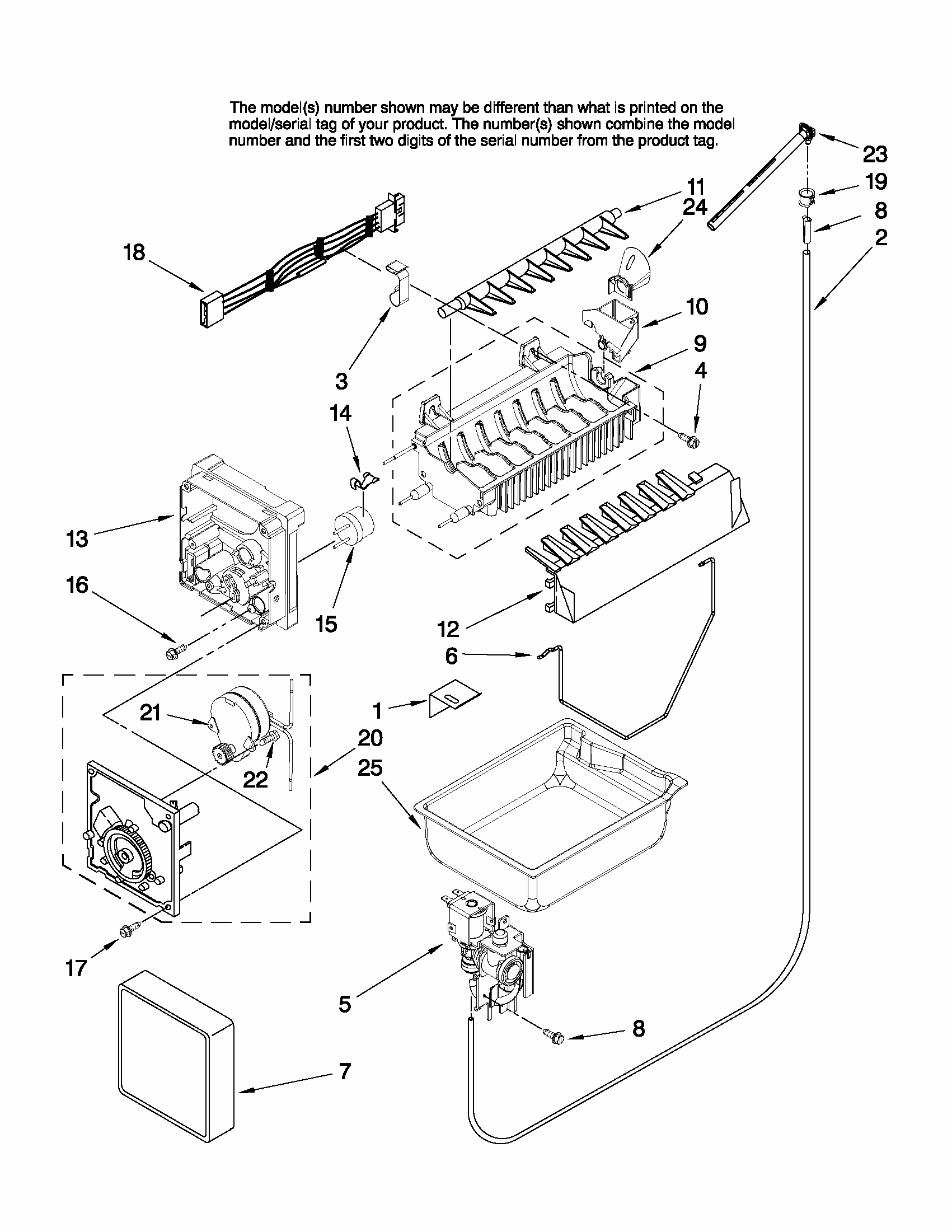 Icemaker Parts Diagram and Parts List for G37026FEAW10  Maytag Refrigerator