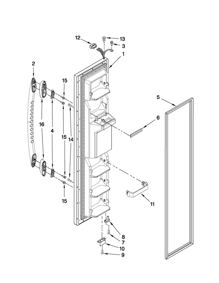 Freezer Door Parts Diagram and Parts List for MSD2242VES03  Maytag Refrigerator
