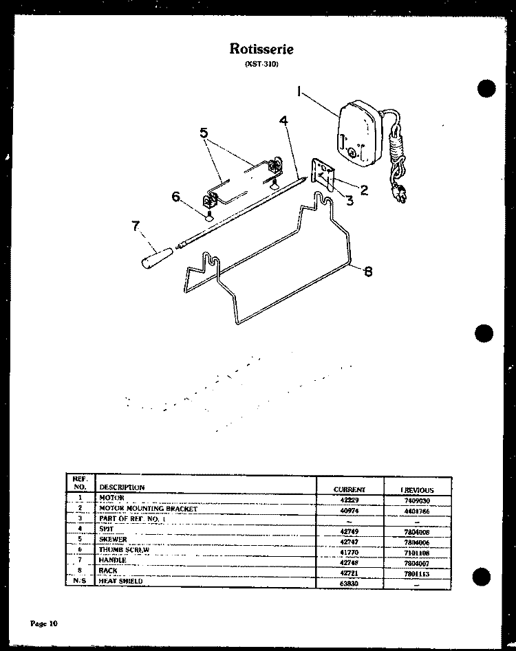 Page 6 Diagram and Parts List for XST-310  Amana Cooktop
