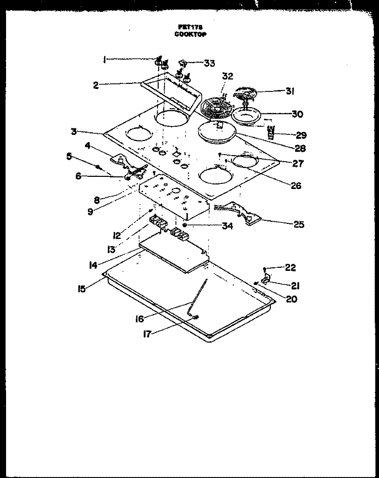 Page 1 Diagram and Parts List for FET178  Amana Cooktop