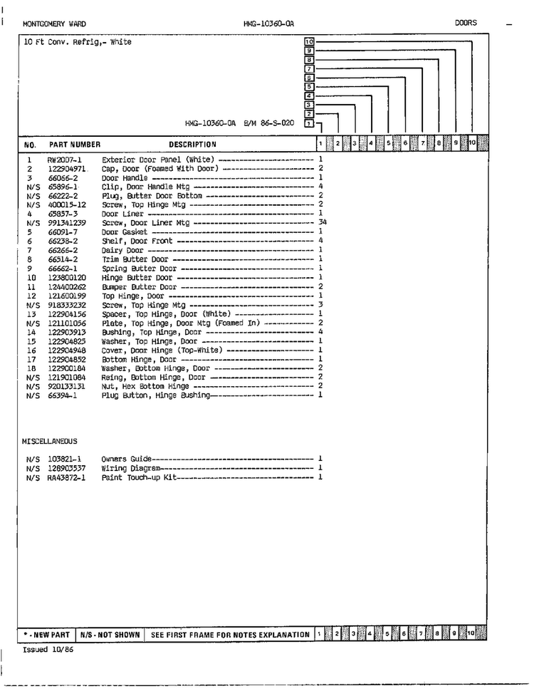 Doors Page 2 Diagram and Parts List for 10360A  Admiral Refrigerator