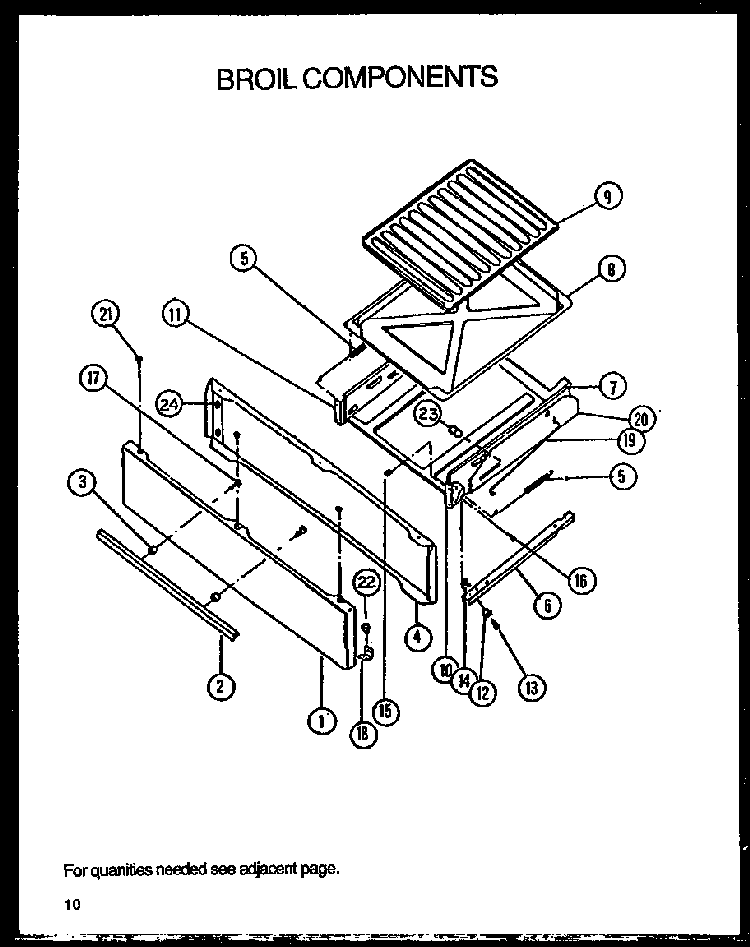 Broil Components Diagram and Parts List for SBK26FS5 P1142148NL Amana Range