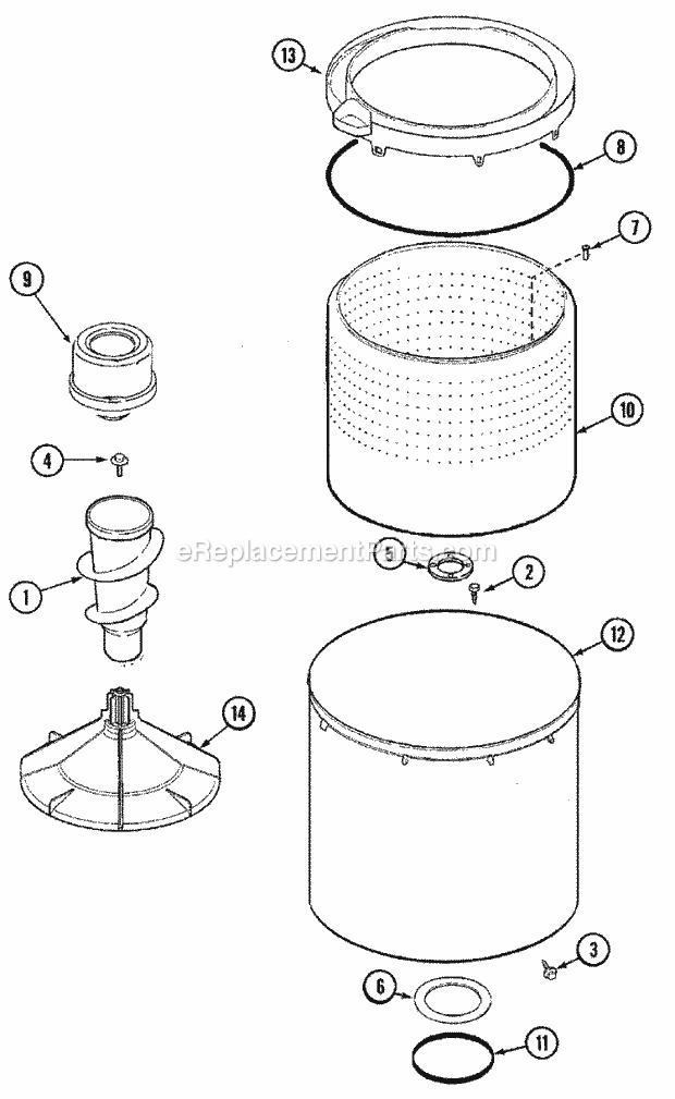 TUB (PAV2300) Diagram and Parts List for PAV2300AWW  Maytag Washer