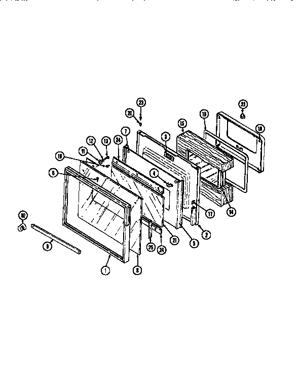 Door-lower Diagram and Parts List for WM2750B M167B Jenn-Air Wall Oven