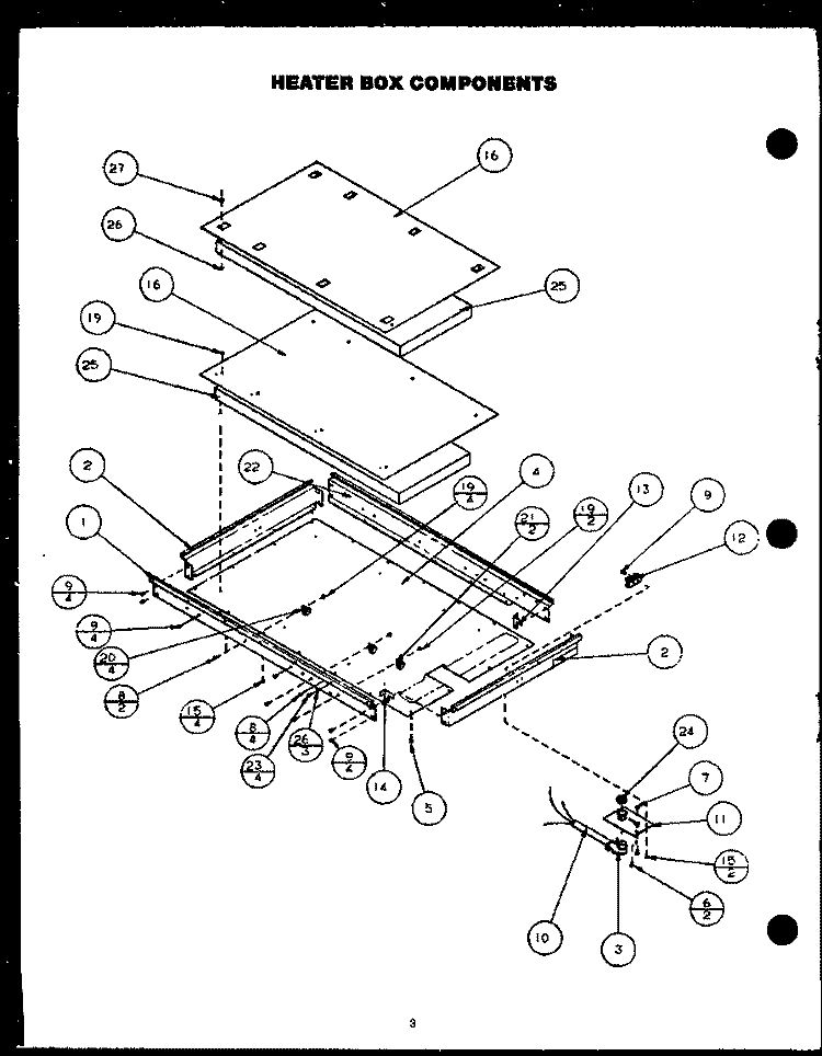 HEATER BOX COMPONENTS Diagram and Parts List for STD3502D P1119907S Amana Cooktop