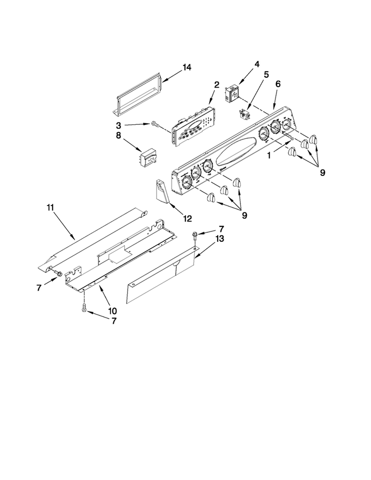 Control Panel Parts Diagram and Parts List for MES5875BCW21  Maytag Range