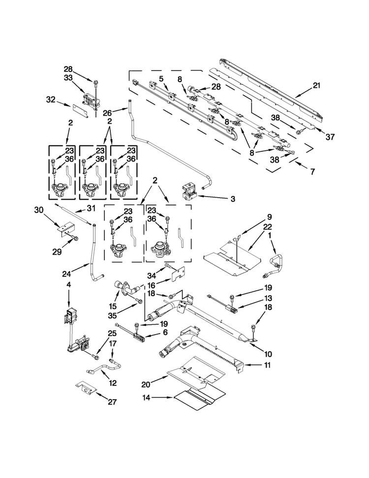 Manifold Parts Diagram and Parts List for MGT8885XB03  Maytag Range