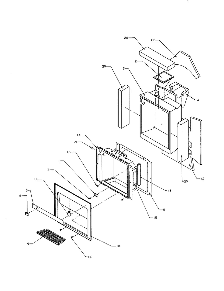 Insulation And Cavity-dispenser Diagram and Parts List for SXD22S2L-P1190404WL  Amana Refrigerator
