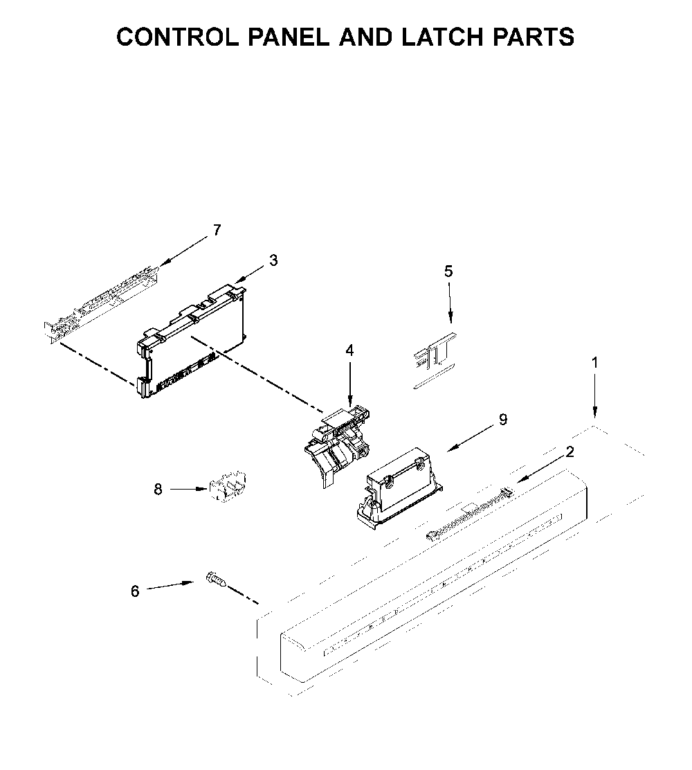 Control panel and latch parts Diagram and Parts List for MDB4949SHZ1  Maytag Dishwasher