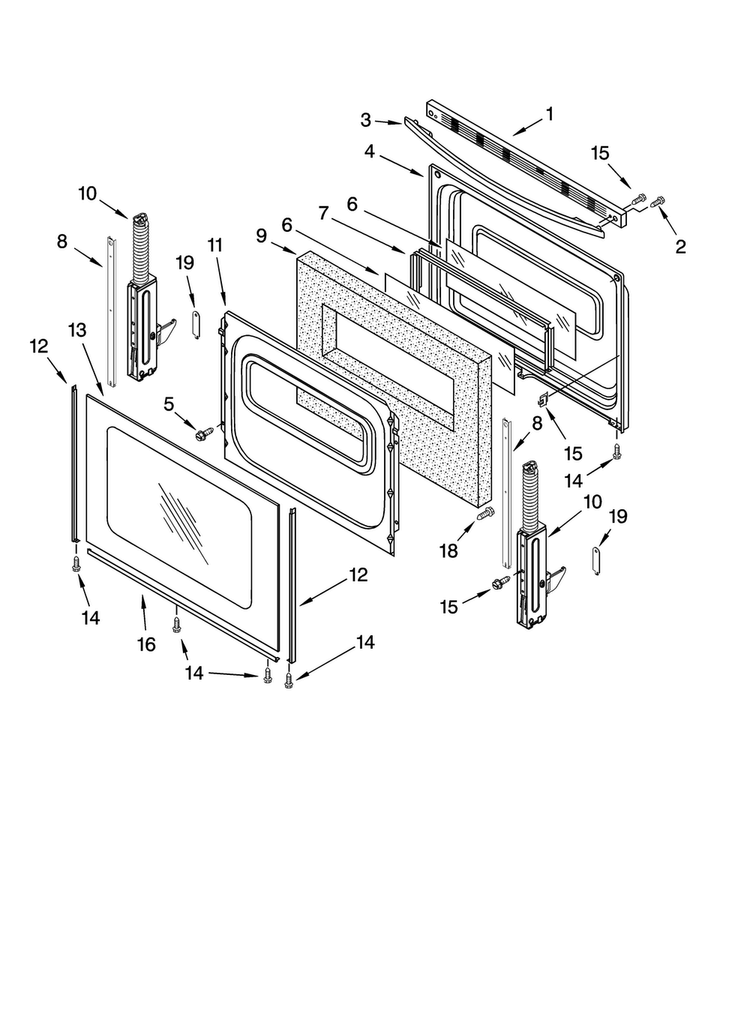 Door Parts, Optional Parts Diagram and Parts List for AGR6011VDS1  Amana Range