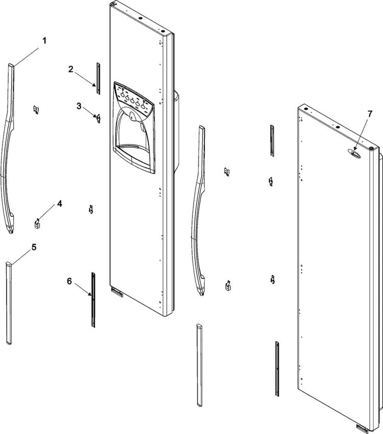 Handles And Trim Diagram and Parts List for ASD2622HRS-ASD2622HRS0  Amana Refrigerator
