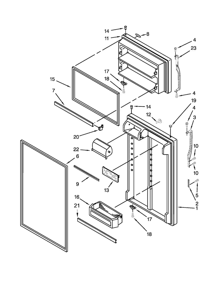 Door Parts Diagram and Parts List for M1TXEGMYB01  Maytag Refrigerator
