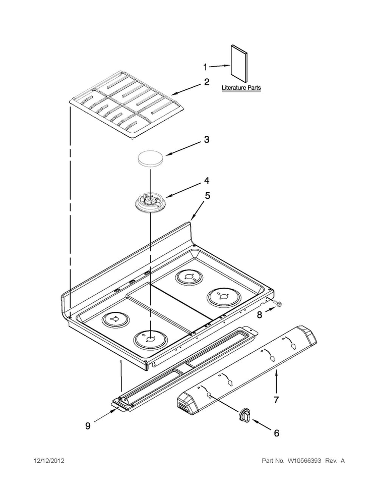 Cooktop Parts Diagram and Parts List for MGT8655XW03  Maytag Range