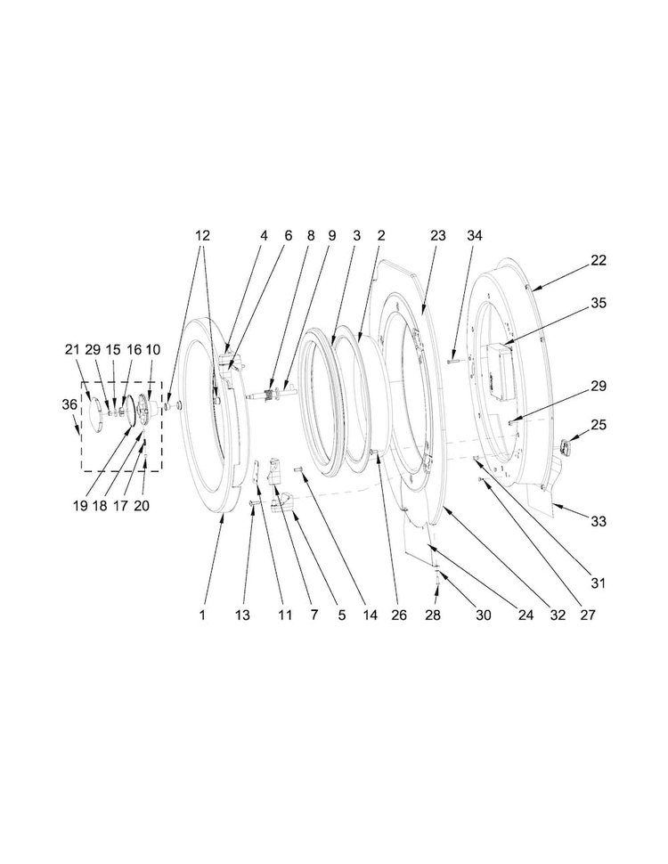Door Parts Diagram and Parts List for MXR65PNATS  Maytag Washer
