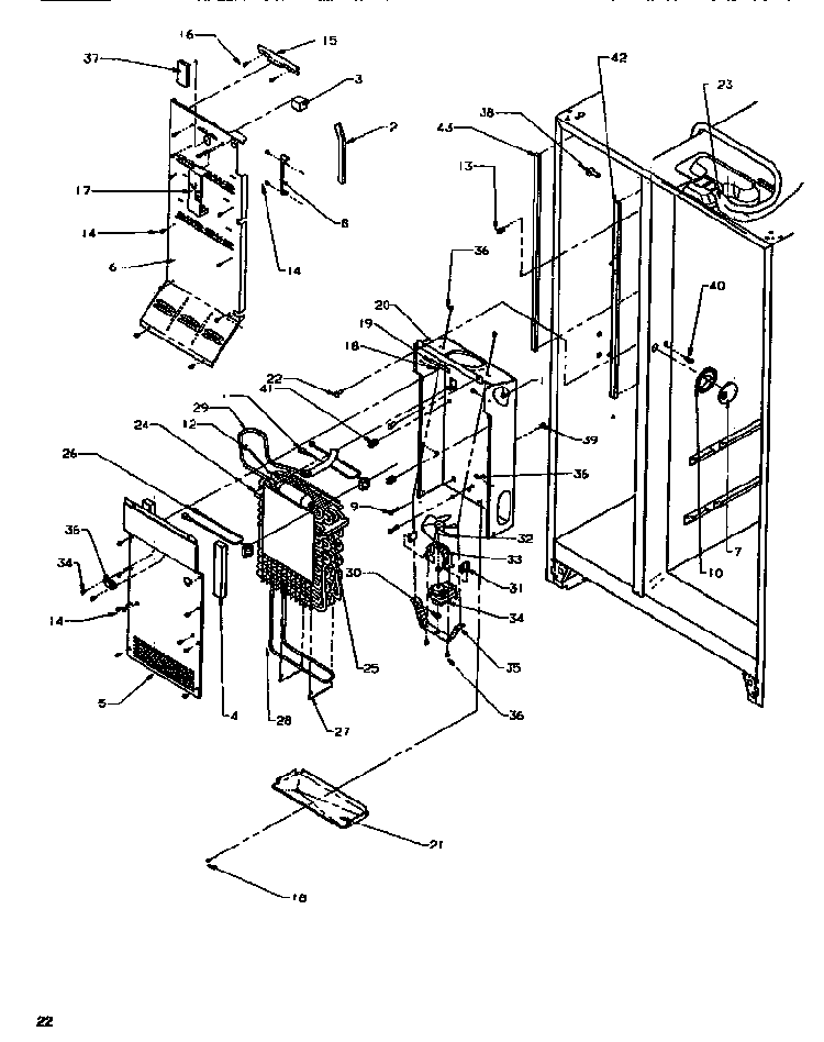 Evaporator & Handling Diagram and Parts List for SB520SW-P1185001WW  Amana Refrigerator