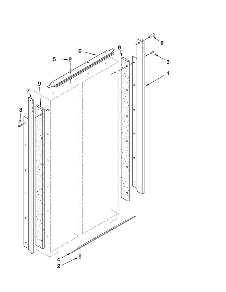 Cabinet Trim Parts Diagram and Parts List for JS42SEDUDW13  Jenn-Air Refrigerator