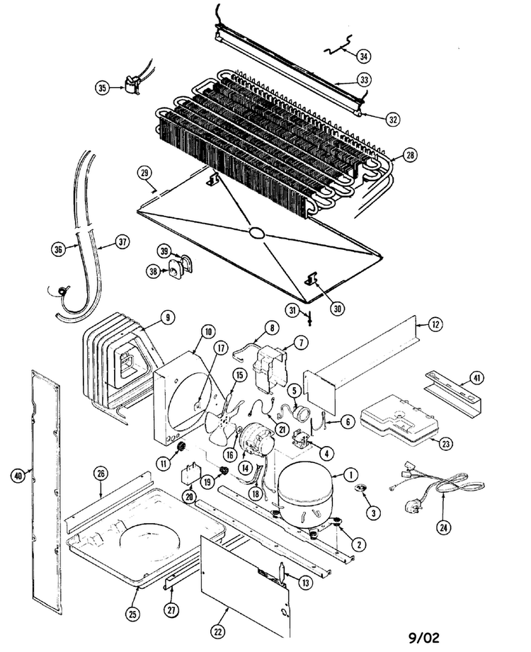 Unit Compartment & System Diagram and Parts List for RB19KA-2AD-BL52A  Magic Chef Refrigerator