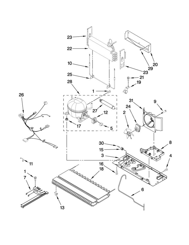 Unit Parts Diagram and Parts List for MFF2558VEM2  Maytag Refrigerator