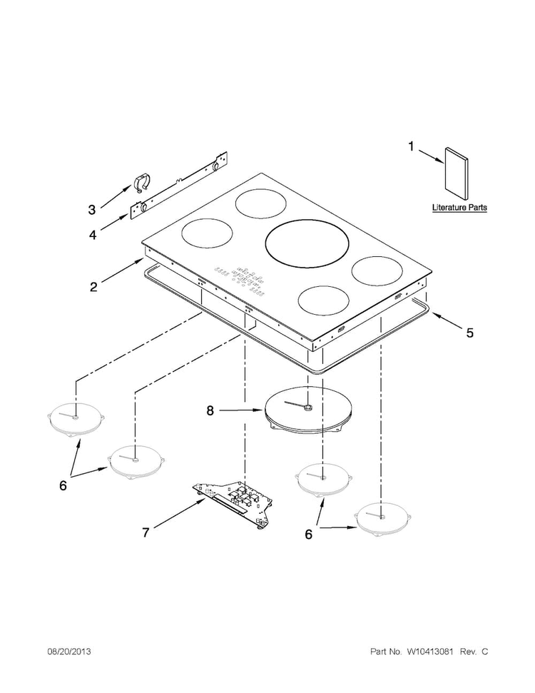 Cooktop Parts Diagram and Parts List for JIC4536XB00  Jenn-Air Cooktop