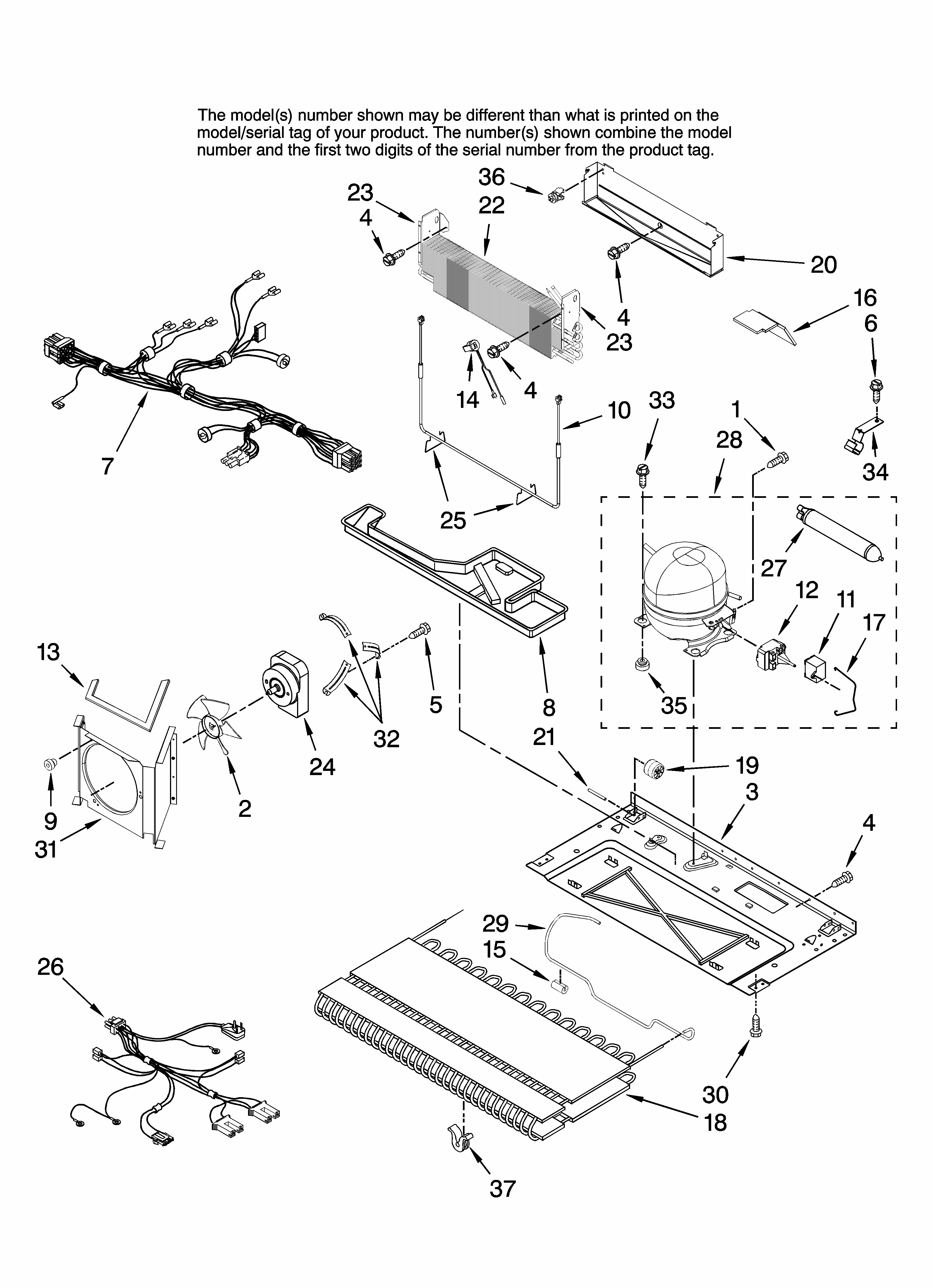 Unit Parts, Optional Parts (not Included) Diagram and Parts List for MFI2266AES11  Maytag Refrigerator