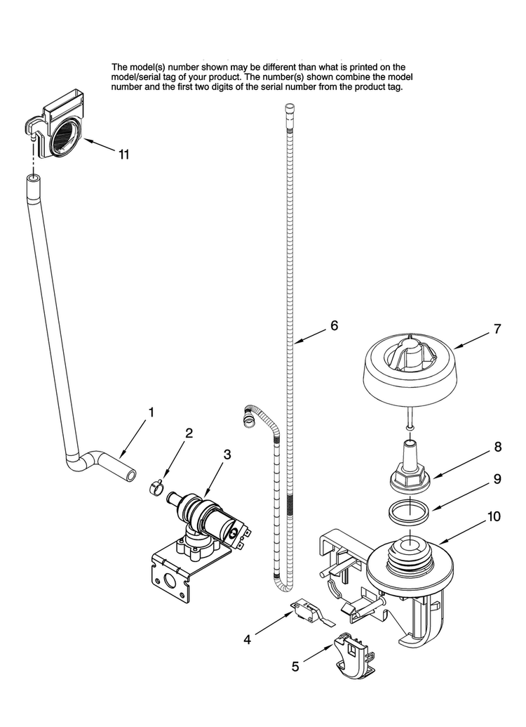 Fill And Overfill Parts Diagram and Parts List for JDB1100AWS36  Jenn-Air Dishwasher