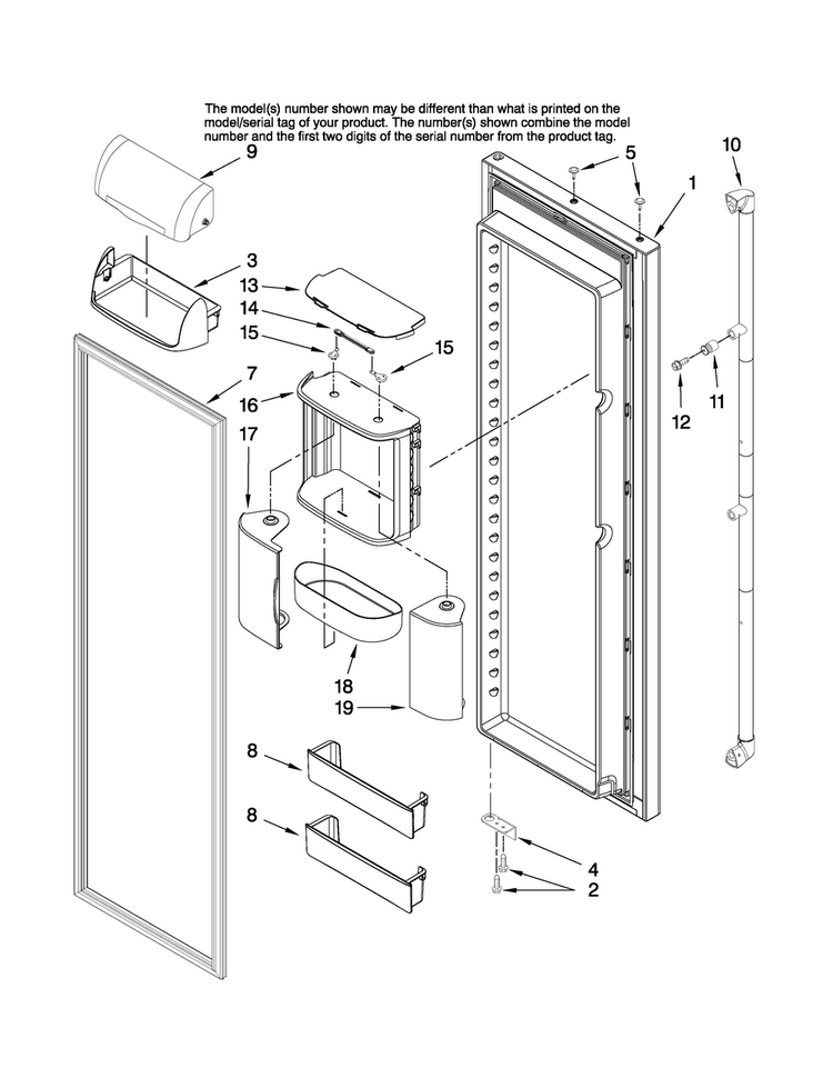 Refrigerator Door Parts Diagram and Parts List for AC2228HEKS14  Amana Refrigerator