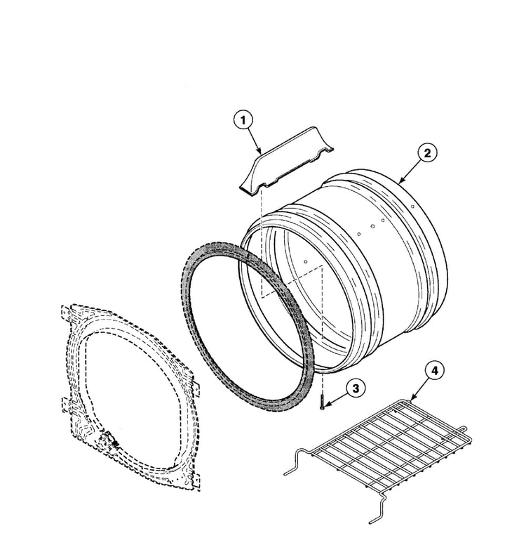 Cylinder Assy Diagram and Parts List for FEU17AWF1702  Speed Queen Dryer