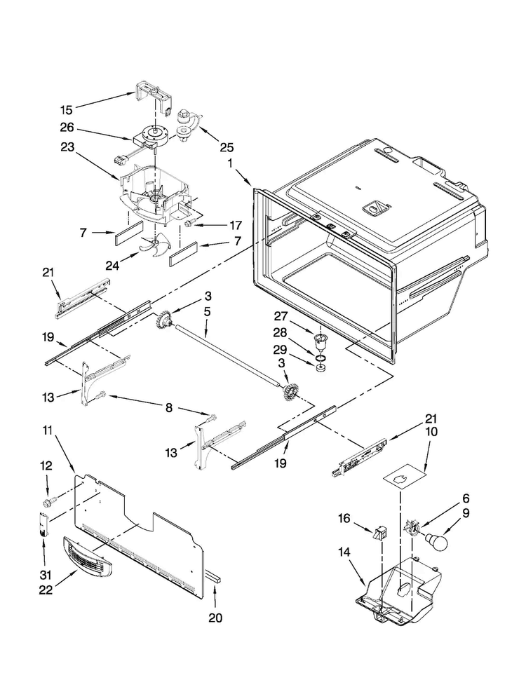 Freezer Liner Parts Diagram and Parts List for MFI2665XEM6  Maytag Refrigerator