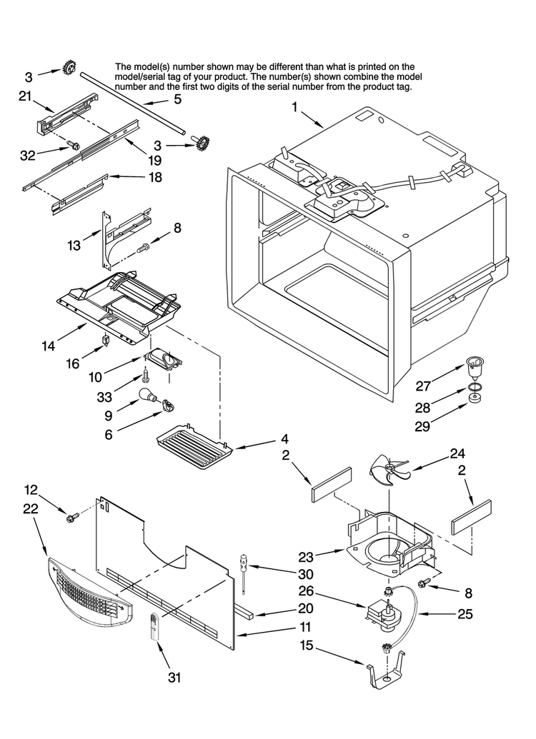 Freezer Liner Parts Diagram and Parts List for ABL1927VES10  Amana Refrigerator