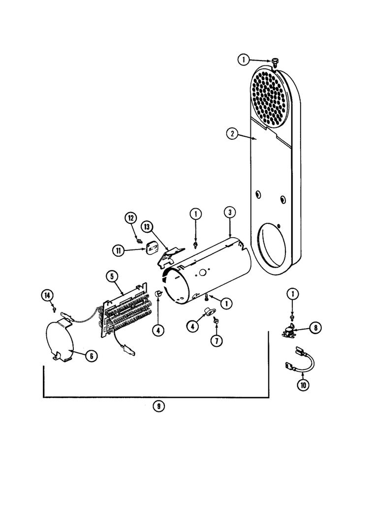 Heater Mde6000azw/azq/auw Diagram and Parts List for MDE6000AZG  Maytag Dryer