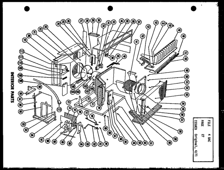 Interior Parts Diagram and Parts List for FC18-3H P54655-1R Amana Air Conditioner