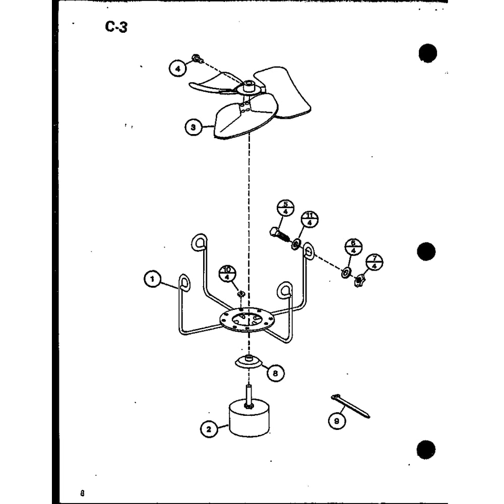 Motor Mount Diagram and Parts List for RCF24U01B P68446-6C Amana Air Conditioner
