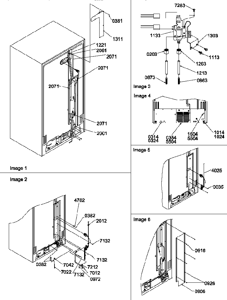 Cabinet Back Diagram and Parts List for SRDE327S3E-P1312501WE  Amana Refrigerator