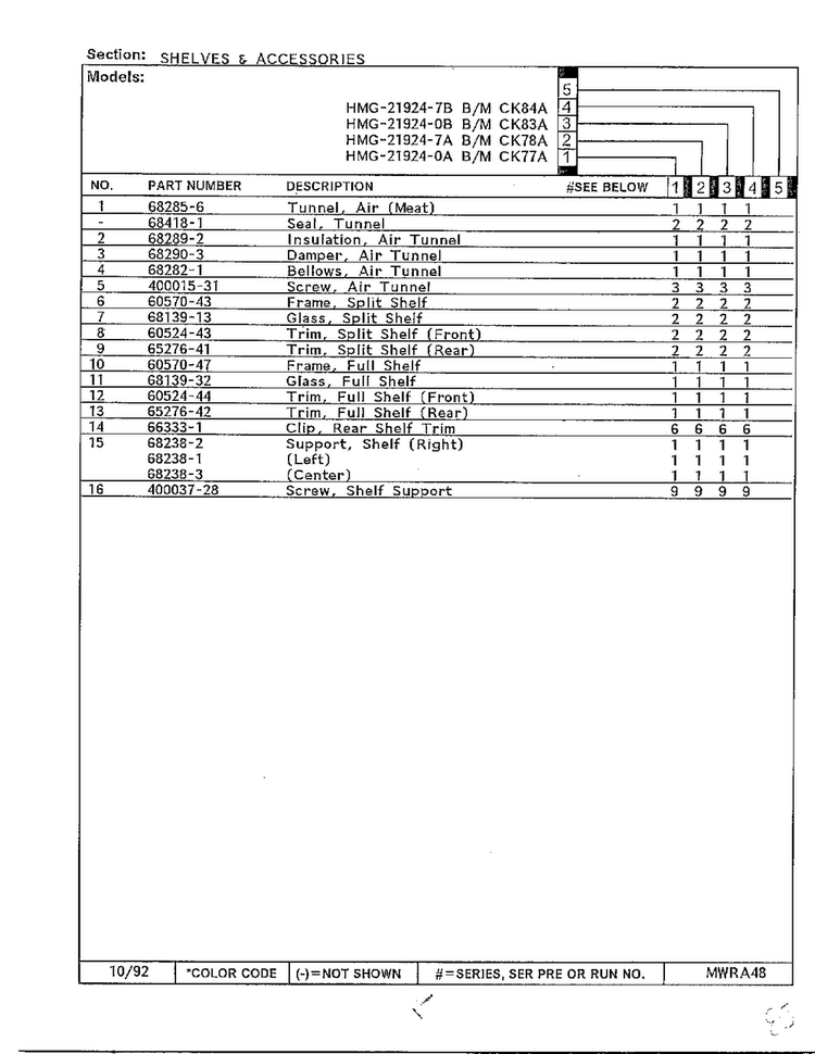 Shelves And Accessories Page 2 Diagram and Parts List for 21924-7A  Admiral Refrigerator