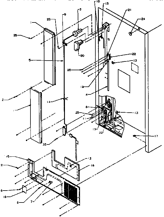 Cabinet Back Diagram and Parts List for TX19R-P1158504W  Amana Refrigerator