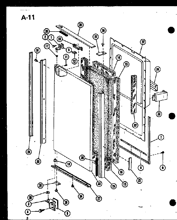 Lower Freezer Door Panel Diagram and Parts List for SRI19F-1-A-P75400-6WA  Amana Refrigerator