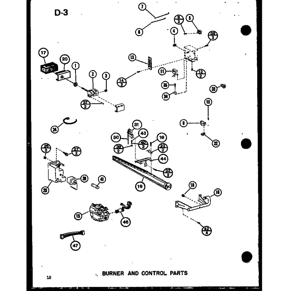Burner And Control Parts 1 Diagram and Parts List for GCE80DN P68837-2F Amana Furnace