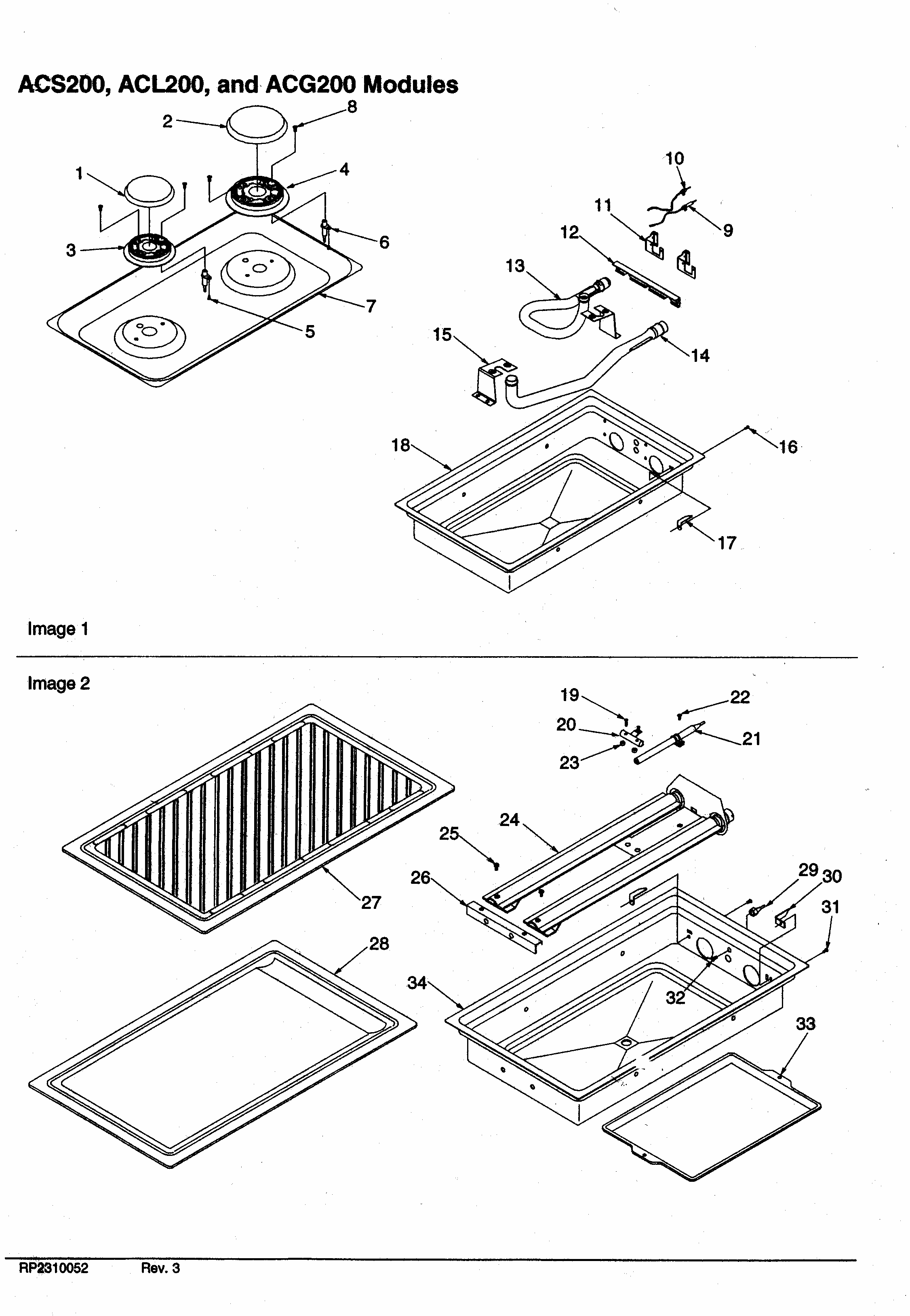 Gas Cartridge, Griddle, Grill Diagram and Parts List for ACS200CC-P1133382NCC  Amana Range